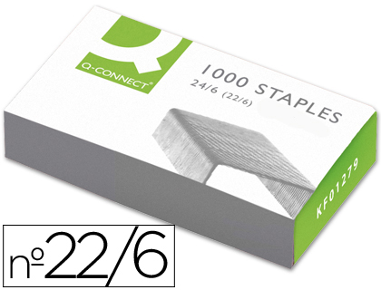 Caja 1.000 grapas Q-Connect nº 22/6 24/6 galvanizadas